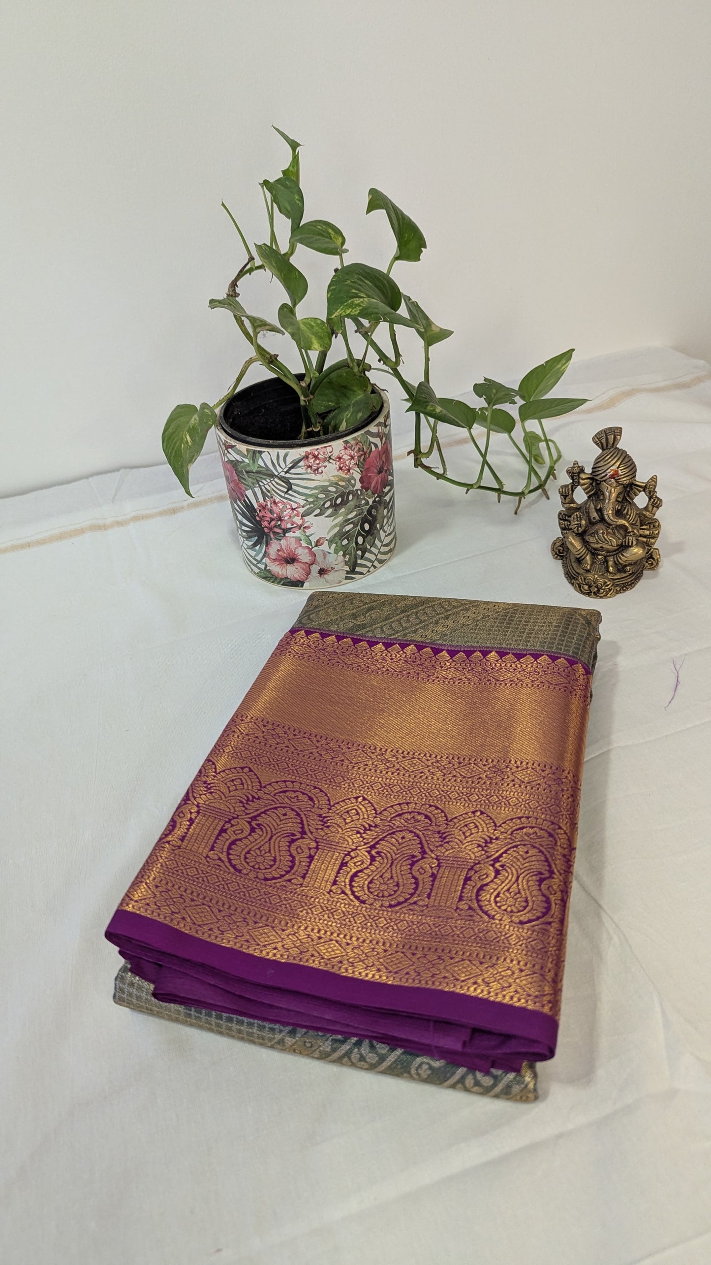 Green & Magenta Bridal Semi Kanchi silk