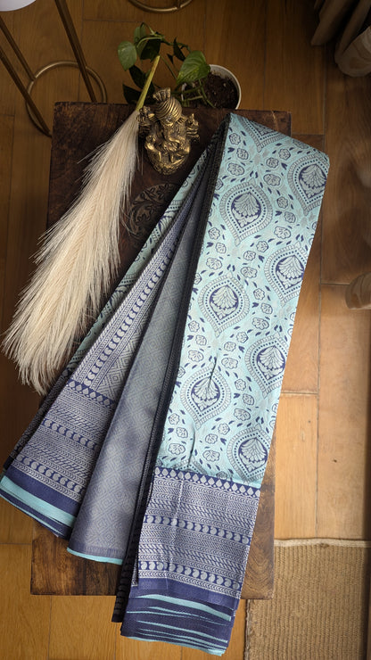 Pastel Blue Fancy Silk Saree