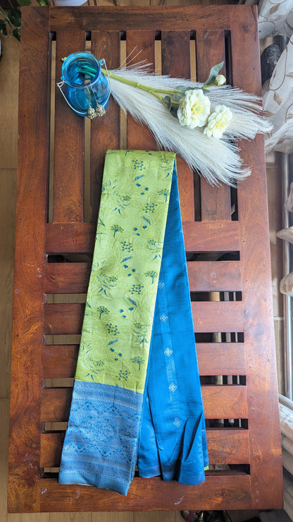 Green & Blue Fancy Silk Saree