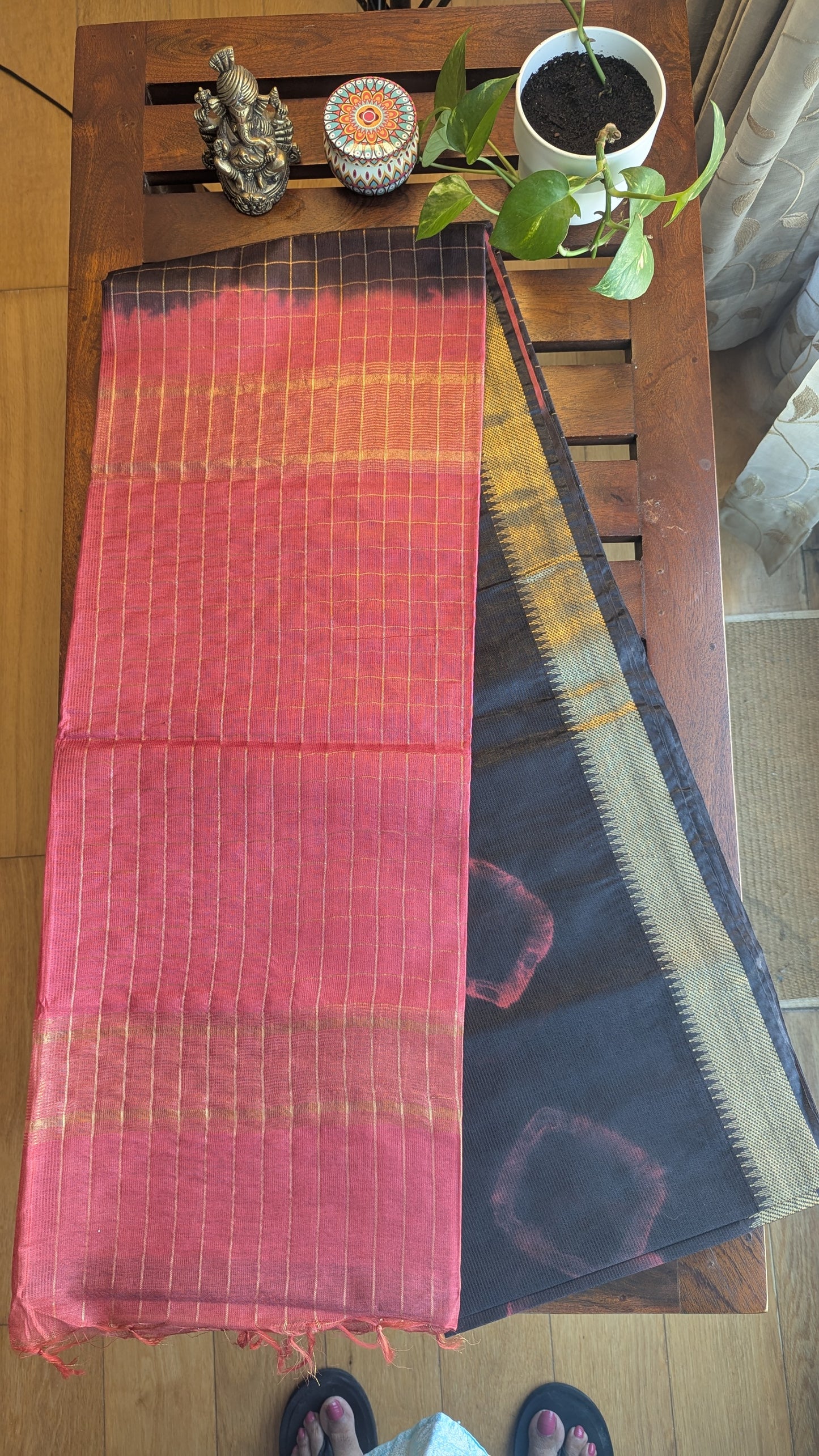 Black Semi Jute silk Saree