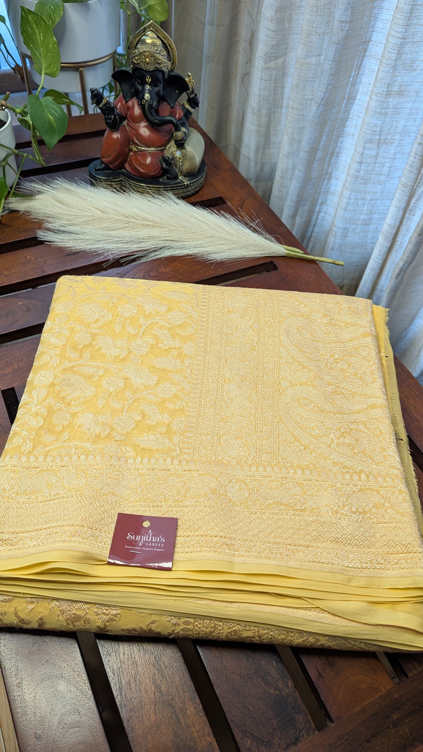 Silk Georgett Khaddi Saree Yellow