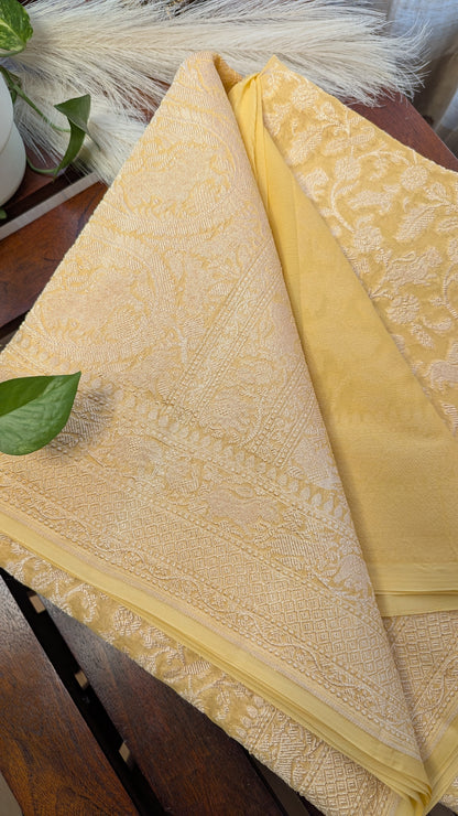 Silk Georgett Khaddi Saree Yellow