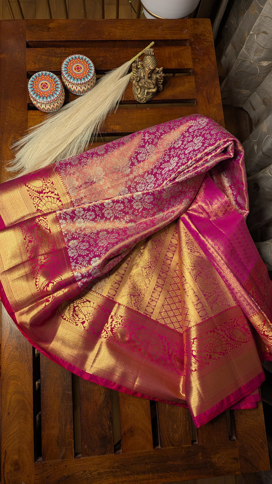 Raani Pink Brocade Semi Kanchi Silk Saree