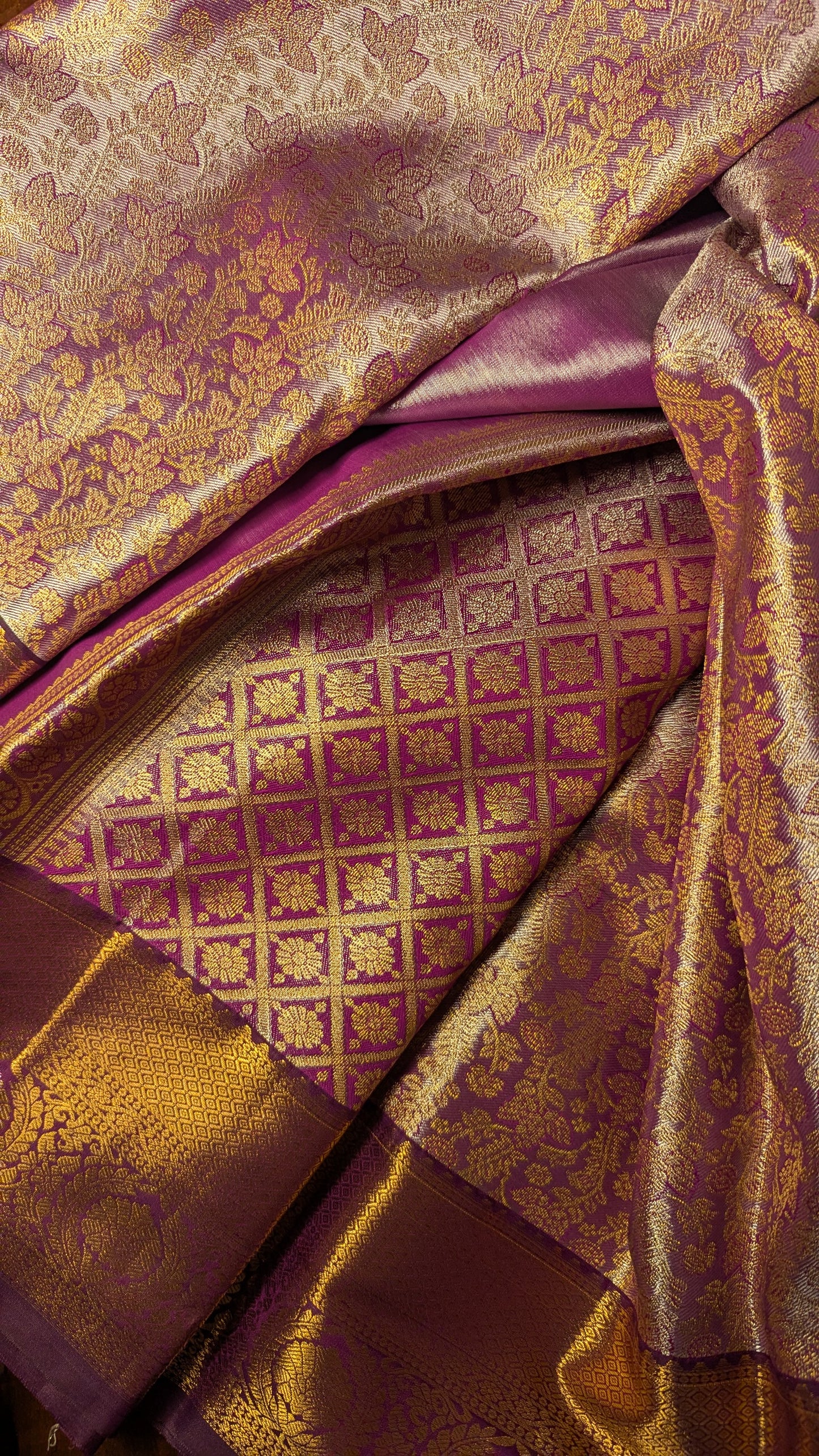 Purple Brocade Semi Kanchi Silk Saree