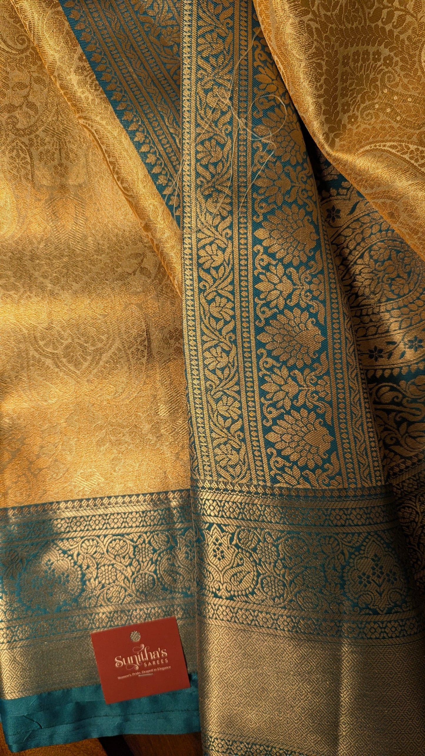 Cream and Blue Bridal Semi Kanchi Silk