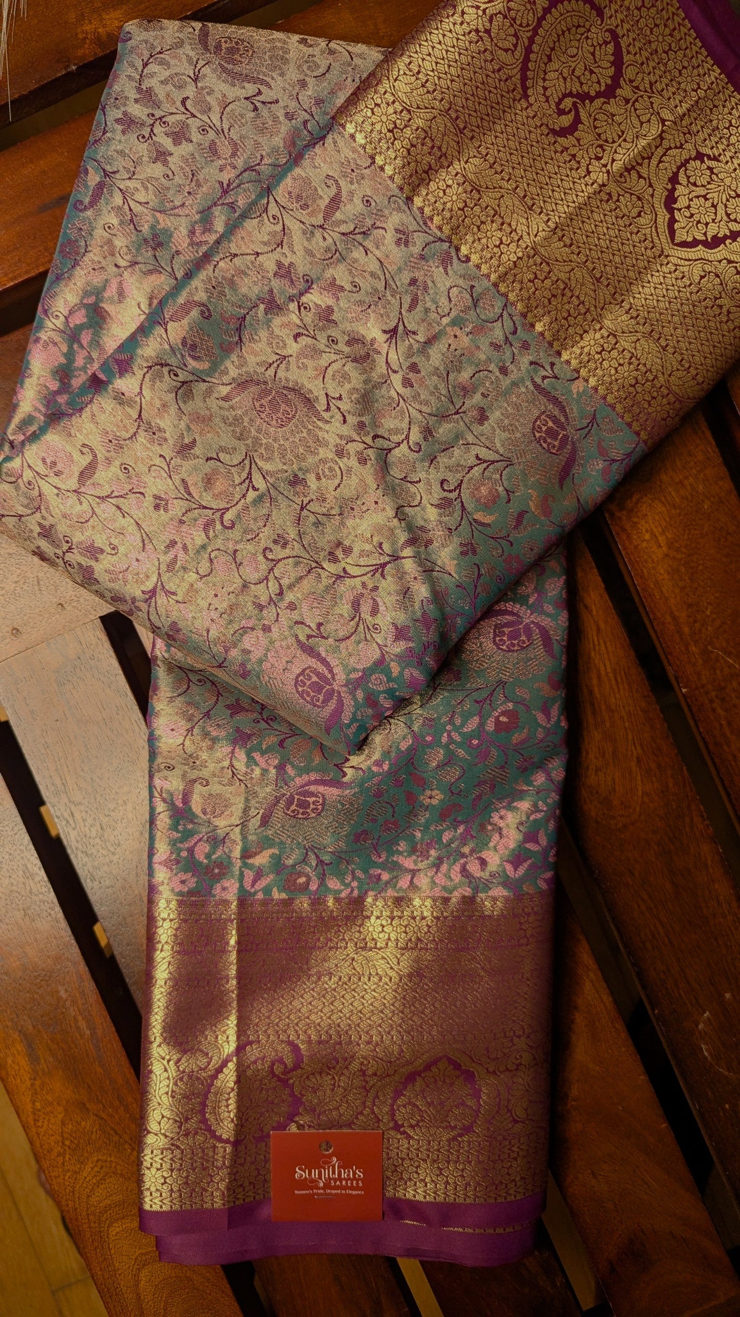 Purple Bridal Semi Kanchi Silk Saree