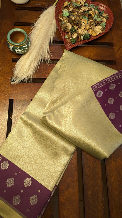 Gold and Purple Fancy Silk Saree