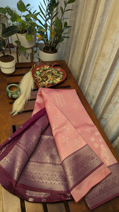 Pink and Magenta Border Fancy Silk Saree