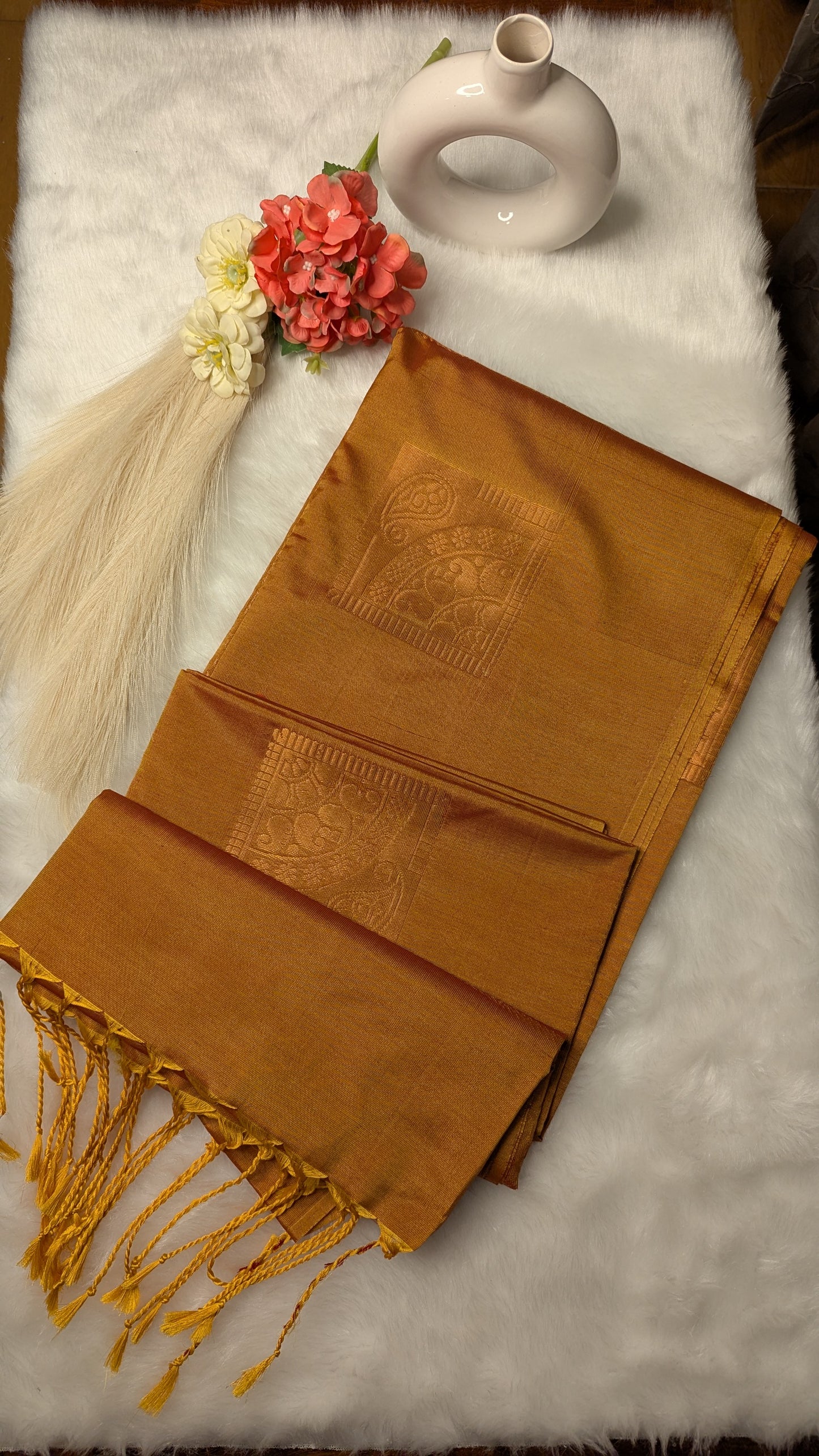 Mustard Colour Kanchi Soft Silk Saree